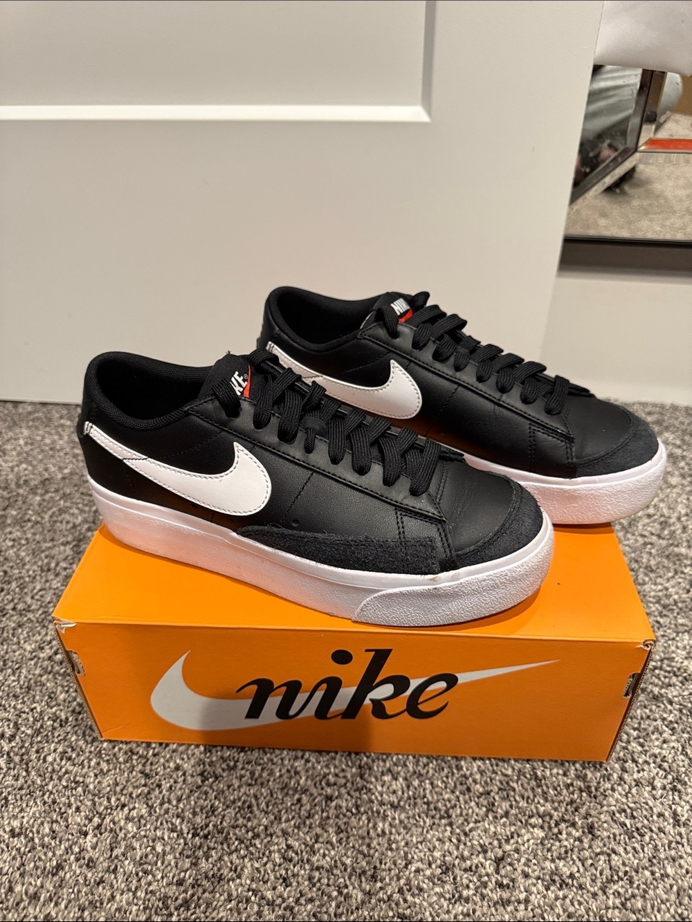 Nike Black and White Platform Blazer Low Sneakers